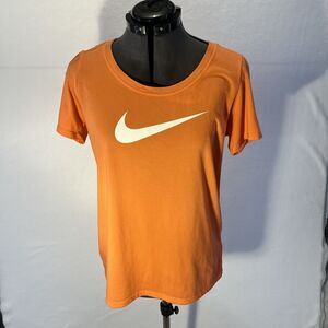 Nike Dri Fit Short Sleeve T-Shirt The Nike Tee Women's Medium Orange/White